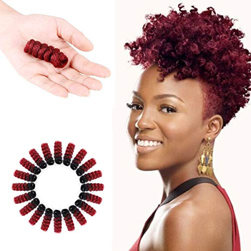 Miman 5 Packs 10 Inch Short Saniya Curl Crochet Hair for Black Women Bouncy Crochet Braids Synthetic Braiding Hair Black to red