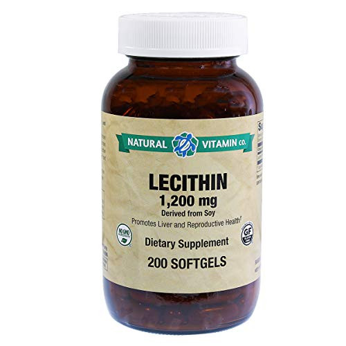 Natural Vitamin Co_ - Lecithin 1200 mg Derived from Soy Lecithin from Soy 200 Softgels 6 Month Supply Gluten Free