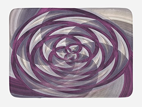 Lunarable Fractal Bath Mat Sphere Blooming Flower Rose Like Colored Image with Different Details Plush Bathroom Decor Mat with Non Slip Backing 29_5 X 17_5 Purple White