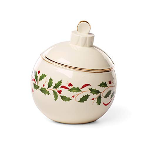 Lenox Holiday Ornament Candy Jar 1_30 LB Red   Green