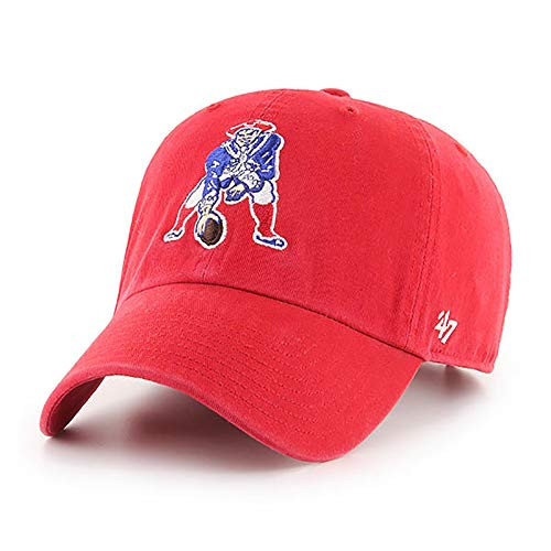 47 NFL Legacy Throwback Clean Up Adjustable Hat One Size Fits All New England Patriots Red