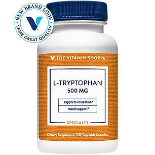 The Vitamin Shoppe LTryptophan 500MG Supports Relaxation Positive Mood Sleep 120 Veggie Capsules