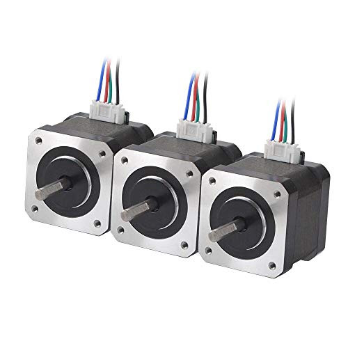 STEPPERONLINE 3PCS Nema 17 Stepper Motor 1_5A 12V 45Ncm 63_74oz_in 4-Lead 39mm Body W 1m Cable and Connector for DIY CNC 3D PrinterExtruder