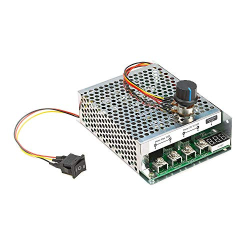 UCTRONICS DC Motor Speed Controller DC 10-55V60A Stepless Motor Controller with Adjustable Potentiometer Forward-Brake-Reverse Switch and LED Display