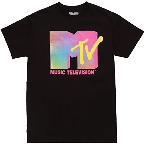 Fifth Sun MTV Fluorescent Logo Adult T-Shirt - Black X-Large
