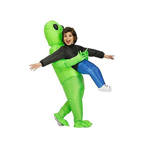 Inflatable ET Costume Green Alien Costume for Kids Boy Girl Kids Alien Inflatable Costumes Unicorn Fancy Costume Blowing Up Halloween-Cosplay Fantasy Costume