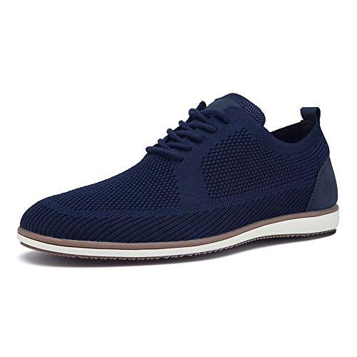 Oxford for Men Walking Loafers Wingtip Casual Dress Shoes Mesh Lace up for Business Formal Outdoor Sneakers Blue