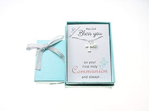First Communion Cross Pendant in Sterling Silver on an 14 Sterling Box Chain_ First Communion Gift_ Religious_ Christian Necklace