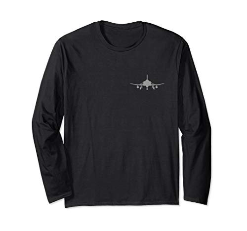F-4 Phantom Aircraft Silhouette and Tri View Long Sleeve T-Shirt