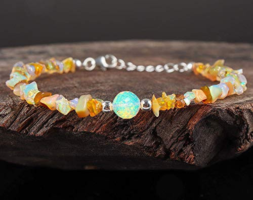 Natural Opal Beaded Bracelet In 925 Sterling Silver For Women Personalized Gifts