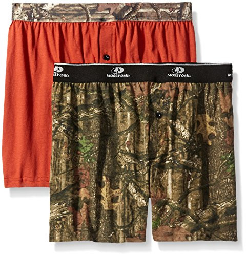 Mossy Oak Mens 2 Pack Assorted Knit Boxers Assorted Rusty BronzeBreak Up Infinity X-Large
