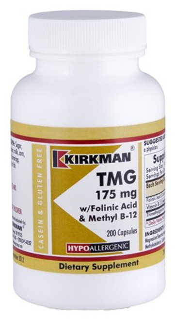 Kirkman TMG 175 mg with Folinic Acid B-12 - Hypoallergenic 200 Vegetarian Capsules Kirkman TMG 175 mg with Folinic Acid B-12 - Hypoallergenic 200 Vegetarian Capsules