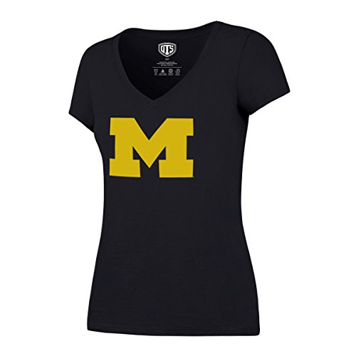 OTS NCAA Michigan Wolverines Womens Rival V-Neck Tee Logo Medium