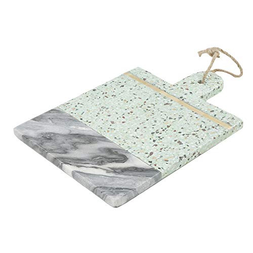 Thirstystone serving board one size Gray Marble Green Terrazzo and Brass Inlay