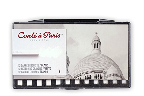 Conte à Paris Sketching Carre Crayons - White B Pack of 12