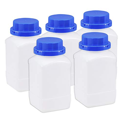 uxcell Plastic Lab Chemical Reagent Bottle 750ml25_4oz Wide Mouth Sample Sealing Liquid Storage Container Translucent 5pcs
