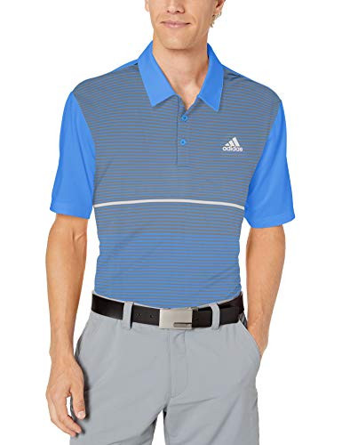 adidas Golf Mens Ultimate Color Block Merch Polo Real Blue Grey Three XX-Large