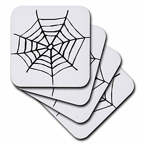 3dRose CST-39336-3 Center Black Spider Web Halloween Art Ceramic Tile Coasters Set of 4