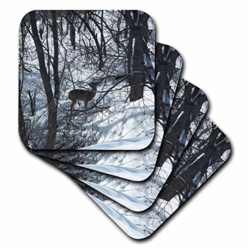 3dRose cst-29647-3 Deer in The Winter-Ceramic Tile Coasters Set of 4