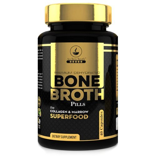 Bone Broth Protein Powder Superfood Capsules - Organic Dehydrated Grassfed Beef  Chicken Powder Blend Pills - Non-GMO - Collagen  Bone Broth Protein 60 Capsules Total