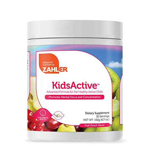 Zahler KidsActive Kids Concentration Formula Powder All Natural Childrens Supplement Supporting Focus and Attention Certified Kosher 30 Servings Fruit Punch Flavored Powder