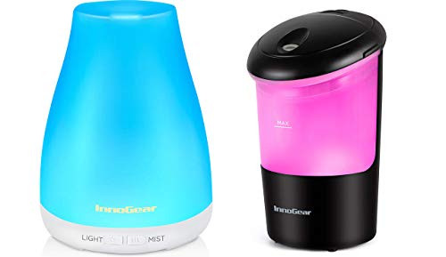 InnoGear Essential Oil Diffuser Ultrasonia Diffuser Ionizer Aromatherapy Diffusers Cool Mist Humidifier with Colorful LED Lights with IntermittentContinuous Mist for Office Travel Home
