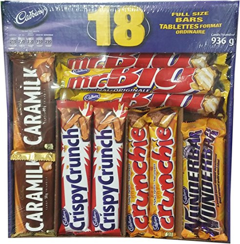 Cadbury 18 Full Size Assorted Chocolate Bars Caramilk Mr Big Crispy Crunch Crunchie Wunderbar 936g Imported from Canada