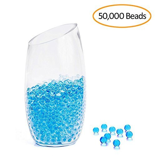 Blue Water Beads Vase Filler 50000 Beads Water Orbeez Non Toxic, Water Bead Gel for Plants Reusable Flower Water Beads for Table Centerpieces Wedding Decoration