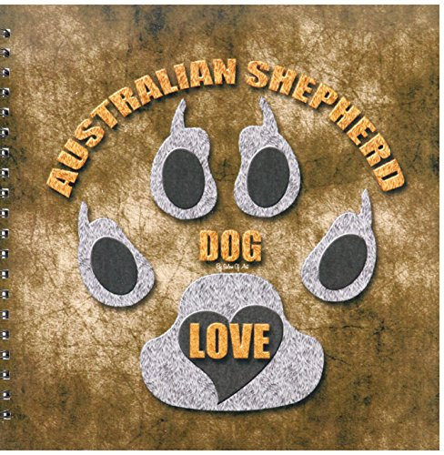 3dRose db-22028-2 Australian Shepherd Love Dog Breed in Gray and Brown Memory Book 12 by 12-Inch