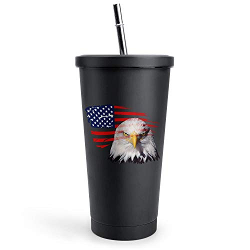Aermarse American Eagle 17oz glitter cup with strawtumblers with lids and straws reusable tumbler with strawstainless steel coffee mug for mendouble wall insulated water bottle and water cup