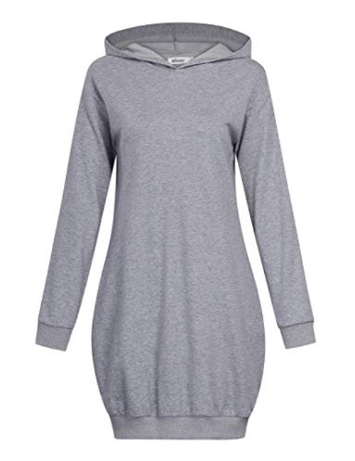 MISSKY Womens Casual Pockets Sweatshirt Pullover Hoodie Tops DressGrey36 M