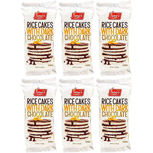 Liebers Rice Cakes Dark Chocolate Coated Rice Cakes Kosher Certified 3_1 Oz Pack of 6 Total of 18_6 Oz