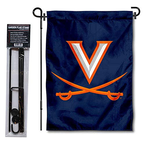 College Flags Banners Co_ Virginia Cavaliers Garden Flag with Pole Stand Holder College Flags Banners Co_ Virginia Cavaliers Garden Flag with Pole Stand Holder