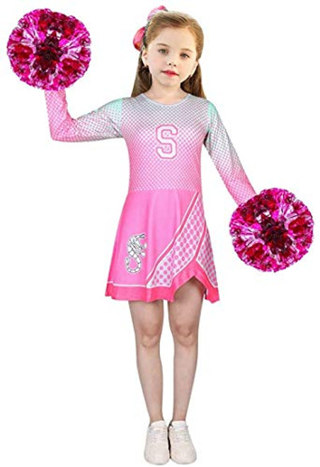 MSSmile Cheerleader Costumes for Girls Girls Costumes Cheerleader Halloween Toddler Girls Outfit Dress 6-7T Rose