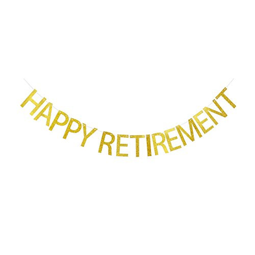 Happy Retirement Banner, Gold Glitter Letters Bunting, Retirement Party Decors