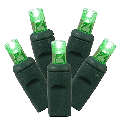 Vickerman 100 Count Single Mold Wide Angle LED Light Set with Green Wire Green