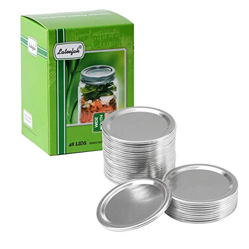 Wide Mouth Canning Lids Wide Mouth Mason Jar Lids?Stainless Steel Lids For Mason Jar Wide Mouth Split-type Lids Leak Proof Secure Canning Jar Caps 86MM 48Pcs