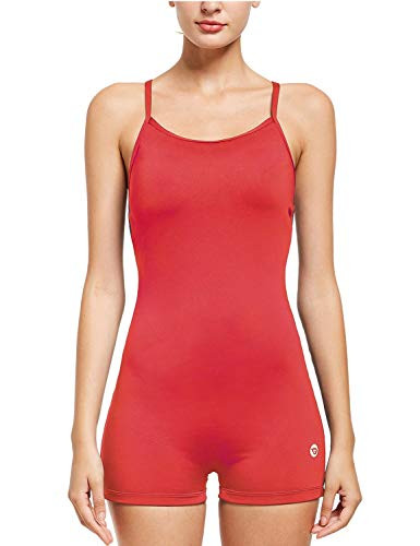 BALEAF Womens Athletic Boyleg Swimsuit Adjustable Strap One Piece Sports Bathing Suit Training Swimwear Coral 44