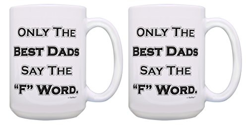 Dad Birthday Gifts Only the Best Dads Day theF Word Best Coffee Mugs for Dad Gifts from Son Father Daughter Gifts 2 Pack Gift 15-oz Coffee Mugs Tea Cups 15 oz White