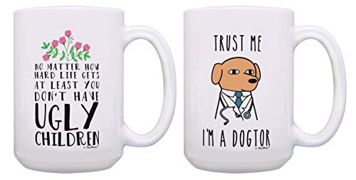 Pet Rescue Gifts Ugly Children Trust Me Im A Dogtor 2 Pack 15-oz Coffee Mugs Tea Cups 15oz Mugs Pet Rescue Gifts Ugly Children Trust Me Im A Dogtor 2 Pack 15-oz Coffee Mugs Tea Cups 15oz Mugs