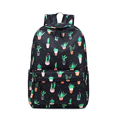 Backpack for Girls School Bookbag Cute Lightweight Backpacks College School Bag Casual Daypack for Women TeensGirls Cute Backpack for Black Cactus