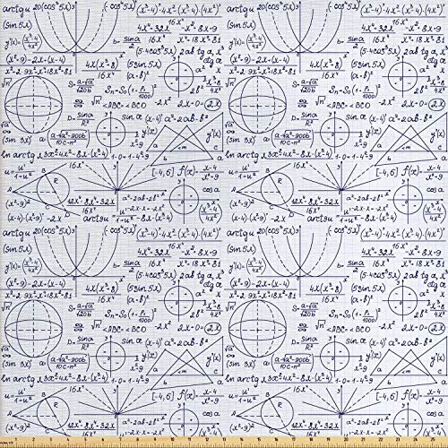 Ambesonne Modern Fabric by The Yard School Genius Smart Student Math Geometry Science Numbers Formules Image Art Decorative Fabric for Upholstery and Home Accents 2 Yards Dark Purple