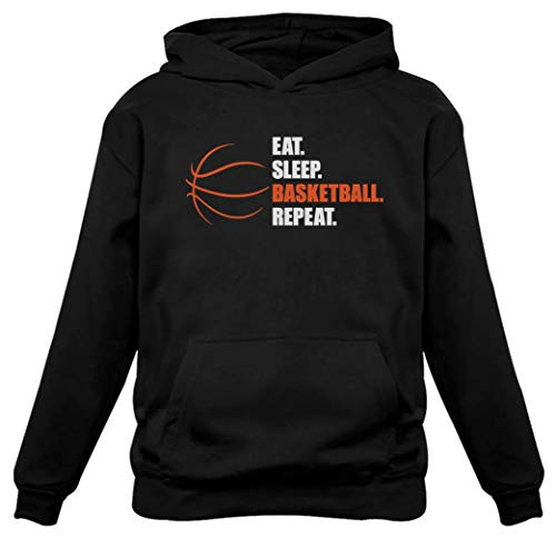 TeeStars - Eat Sleep Basketball Repeat - Gift for Basketball Fans Women Hoodie Small Black