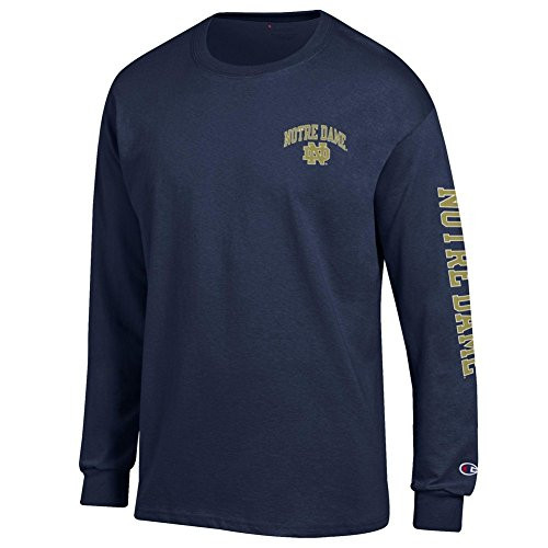 Elite Fan Shop Notre Dame Fighting Irish Long Sleeve Tshirt Letterman Navy - XL