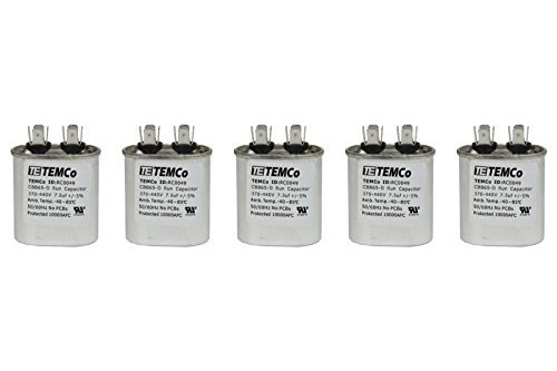 TEMCo 5 LOT Motor Run Capacitor RC0055-7_5 mfd uf 370440 V VAC Volt 7_5 uf Oval HVAC TEMCo AC Electric