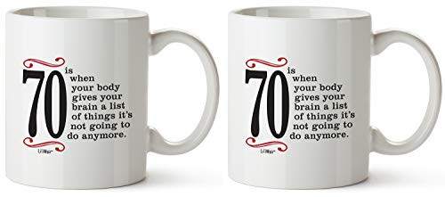 2-Pack Bundle  1950 70th Birthday Gifts Men Women  Birthday Gift for Man Woman turning 70  Funny 70 th Party Supplies Decorations Ideas  Seventy Year Old Bday Coffee Mug  70 Years Gag Office Cup