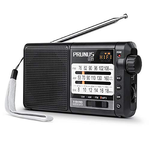 PRUNUS J-01 Transistor Radio Battery Operated AM FM Radio - Excellent Reception 2200mAh Rechargeable Battery TF Card MP3 Player