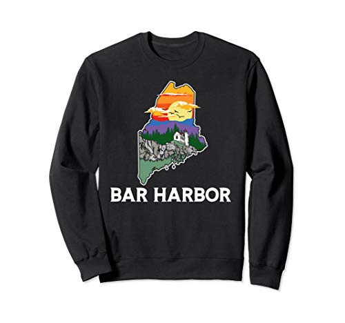 Retro Bar Harbor Maine Nature   Outside Illustrated Graphic Sweatshirt