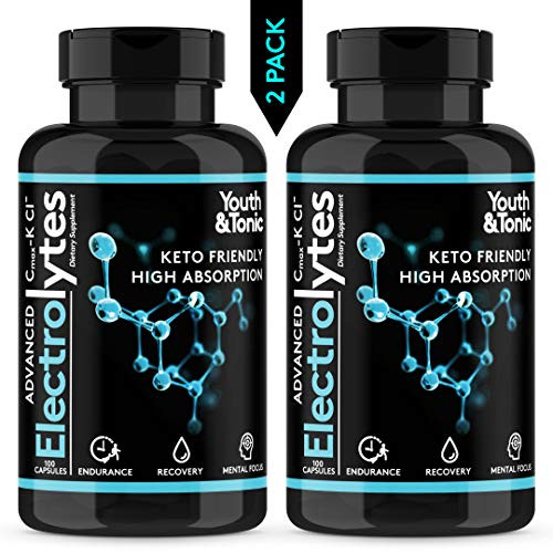 Complete Electrolyte Supplement  Highest Bioavailability  Cmax Chloride Potassium Magnesium  Boost Endurance Muscle Recovery Mental Focus  Rapid Rehydration Salts  Keto Friendly Pills  200 caps