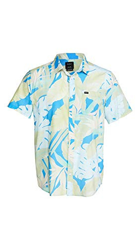 RVCA Men Akora Floral Short Sleeve Shirt Grey X-Large